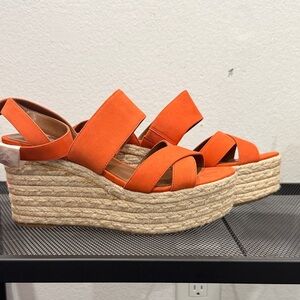 Women's Orange Wedge Sandals